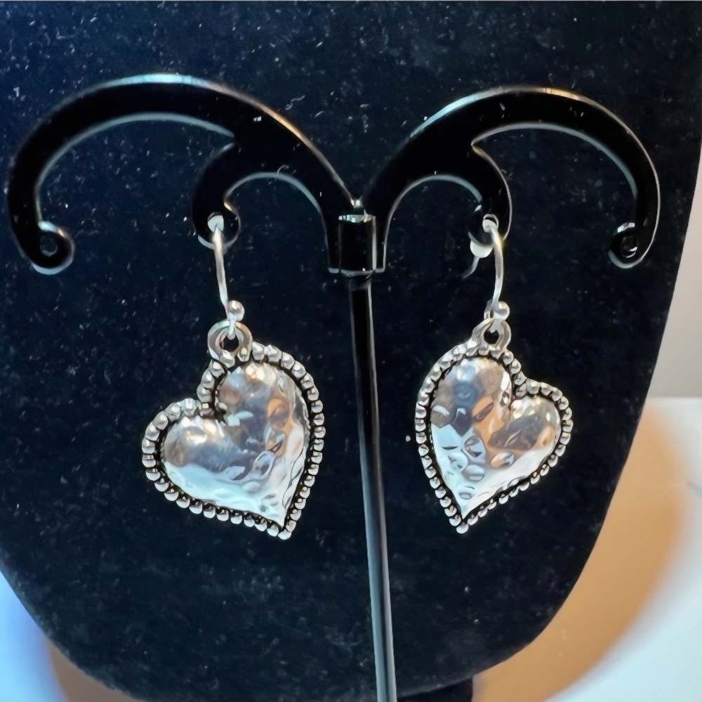 Silver heart fishhook earrings.  Excellent used condition.